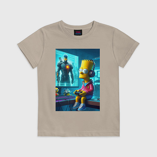 Детская футболка Bart Simpson is an avid gamer / Миндальный – фото 1