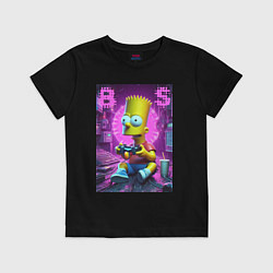 Футболка хлопковая детская Bart Simpson - cool gamer, цвет: черный