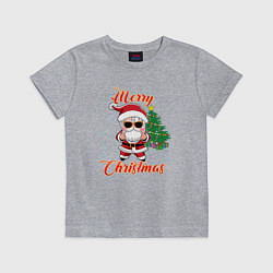 Футболка хлопковая детская Дед мороз поздравляет с новым годом, цвет: меланж