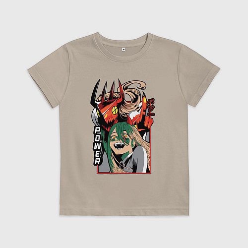 Детская футболка Человек-бензопила Пауэр пила / Миндальный – фото 1