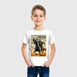 Футболка хлопковая детская Eddie rides a symbiote horse - Venom 3, цвет: белый — фото 2