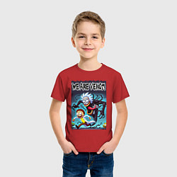Футболка хлопковая детская Веном вселился в Рика - нейрошутка, цвет: красный — фото 2
