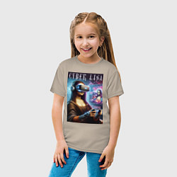 Футболка хлопковая детская Mona Lisa on a virtual helmet, цвет: миндальный — фото 2