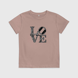 Футболка хлопковая детская L o v e, цвет: пыльно-розовый