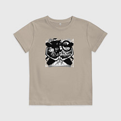 Футболка хлопковая детская Лесные райдеры, цвет: миндальный