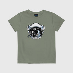 Футболка хлопковая детская В космическом пространстве, цвет: авокадо