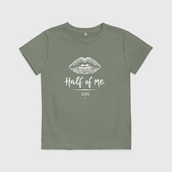 Футболка хлопковая детская Женские губы, цвет: авокадо