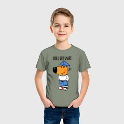 Футболка хлопковая детская Chill guy smart, цвет: авокадо — фото 2