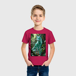Футболка хлопковая детская Кристальный волк в джунглях, цвет: маджента — фото 2