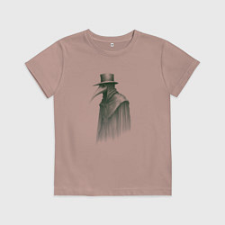 Футболка хлопковая детская Чумной доктор в зелёных тонах, цвет: пыльно-розовый
