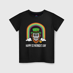 Футболка хлопковая детская Happy St Patricks day - skull, цвет: черный