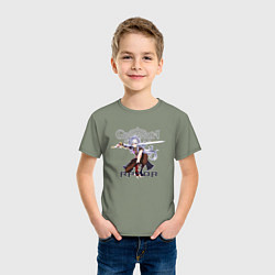 Футболка хлопковая детская Разор из игры Genshin Impact, цвет: авокадо — фото 2