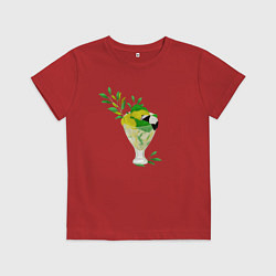 Футболка хлопковая детская Панда и мороженое, цвет: красный