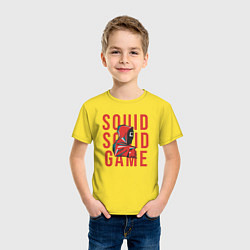 Футболка хлопковая детская Squid squid game, цвет: желтый — фото 2