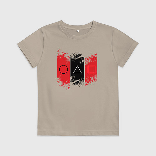 Детская футболка Squid game logos / Миндальный – фото 1