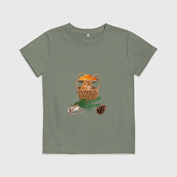 Футболка хлопковая детская Лесное приключение, цвет: авокадо