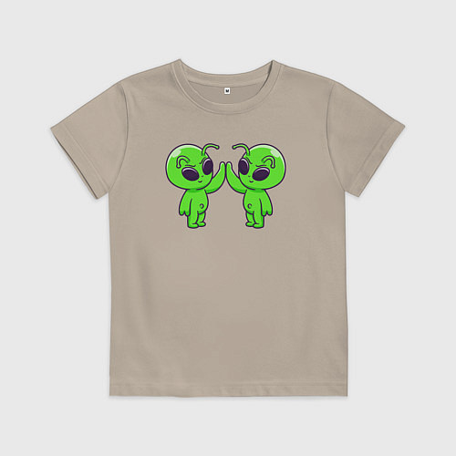 Детская футболка Пришелец дай пять / Миндальный – фото 1