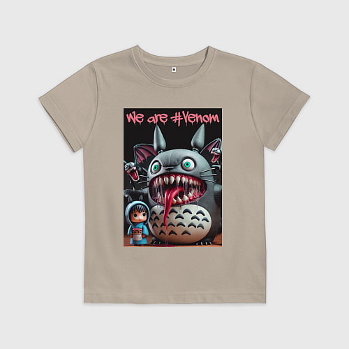 Детская футболка Totoro-Venom - ai art fantasy / Миндальный – фото 1