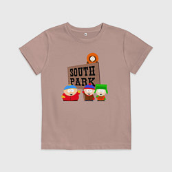 Футболка хлопковая детская Персонажи Южный парк, цвет: пыльно-розовый