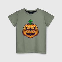 Футболка хлопковая детская Halloween pumpkin, цвет: авокадо