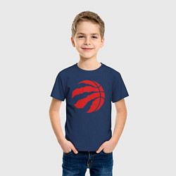 Футболка хлопковая детская Raptors ball, цвет: тёмно-синий — фото 2