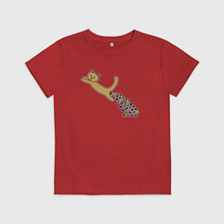 Футболка хлопковая детская Кошачьи сердечки, цвет: красный