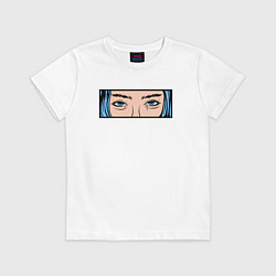 Футболка хлопковая детская Грустные глаза, цвет: белый