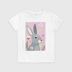 Футболка хлопковая детская Серый заяц, цвет: белый
