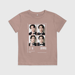 Футболка хлопковая детская Jin bts 4cut, цвет: пыльно-розовый