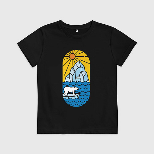 Детская футболка Мишка на льдине / Черный – фото 1