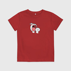 Футболка хлопковая детская Мультяшный кролик для пары, цвет: красный