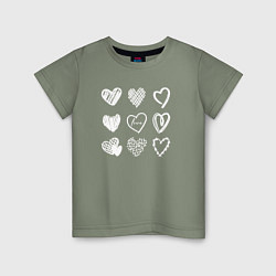 Футболка хлопковая детская Hearts love hand draw, цвет: авокадо