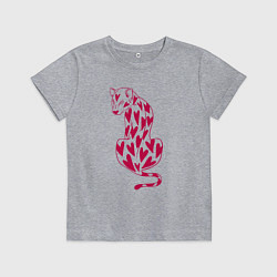 Футболка хлопковая детская Гепард в сердцах, цвет: меланж