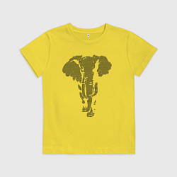 Футболка хлопковая детская Африканский слон пуантель, цвет: желтый