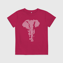 Футболка хлопковая детская Африканский слон - пуантель, цвет: маджента