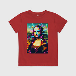 Детская футболка Мона Лиза и неоновые кубики - стилизация