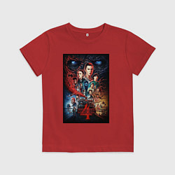 Футболка хлопковая детская Stranger Things 4, цвет: красный