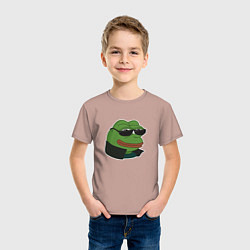 Футболка хлопковая детская Пепе крутой в очках, цвет: пыльно-розовый — фото 2