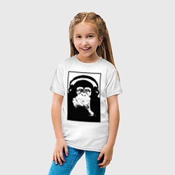 Футболка хлопковая детская Monkey in the headphones, цвет: белый — фото 2