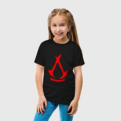 Футболка хлопковая детская Assassins creed - shadows logotype, цвет: черный — фото 2