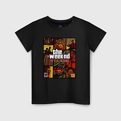 Футболка хлопковая детская The weeknd постер гта, цвет: черный