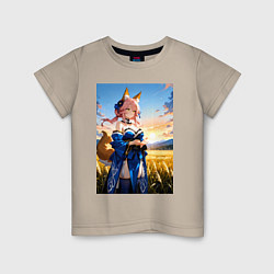 Футболка хлопковая детская Tamamo no Mae Fate Grand Order, цвет: миндальный