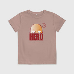 Футболка хлопковая детская Ванпанч герой hero, цвет: пыльно-розовый