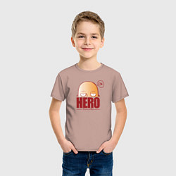 Футболка хлопковая детская Ванпанч герой hero, цвет: пыльно-розовый — фото 2