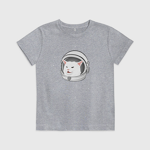 Детская футболка Кот-мем в скафандре / Меланж – фото 1