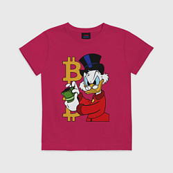 Футболка хлопковая детская Duck tales - Scrooge bitcoin, цвет: маджента
