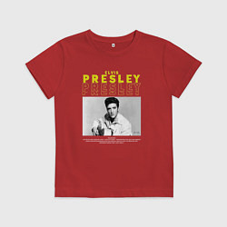 Футболка хлопковая детская Элвис Пресли и его роспись, цвет: красный