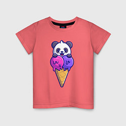 Футболка хлопковая детская Panda ice cream, цвет: коралловый