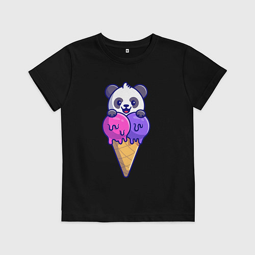 Детская футболка Panda ice cream / Черный – фото 1