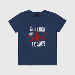Футболка хлопковая детская Do i look like i care - дэдпул, цвет: тёмно-синий